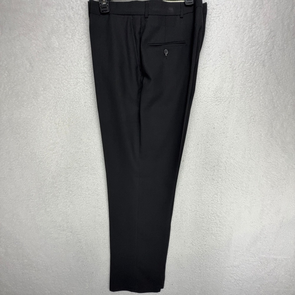 Haggar Mens 38x34 Black Worsted Wool Blend Dress Pants Flat Front USA